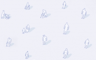 Kuvituskuva, jossa ihmishahmoja erilaisissa elämäntilanteissa