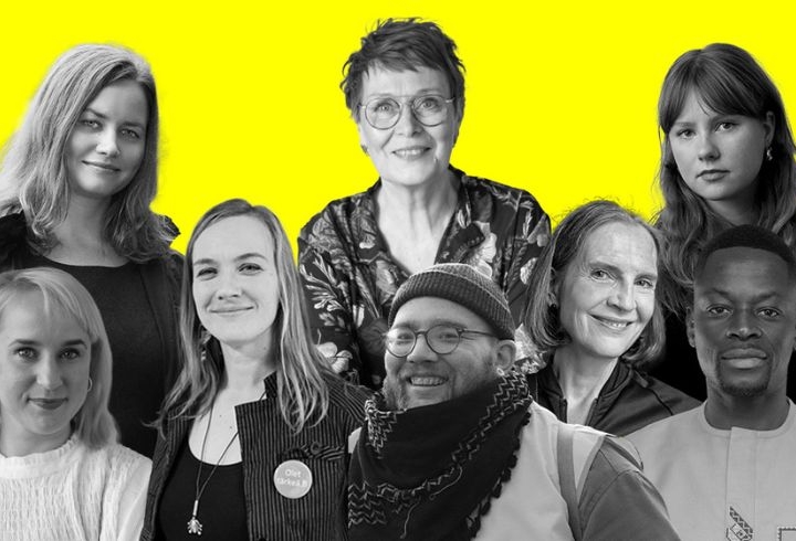 Johtokunnan jäsenet kuvassa vasemmalta oikealle. Ylärivissä Anna Nousiainen, puheenjohtaja Miia Nuikka, Anni Pokela. Alarivissä Tuuli Hongisto, Minna Saunders, Konsta Hyötylä, Sari Kuvaja ) ja Paco Diop.